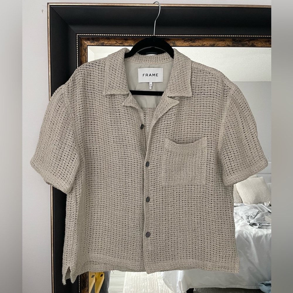 FRAME Men's Linen Open Weave Overshirt - Picture 2 of 4
